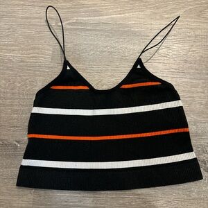 Primark Black and Orange Striped Women's Top